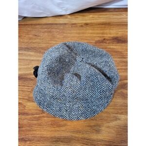 Mucros Weavers Hat Newsboy Cap Fitted Womens One Size Gray Wool Flower Ireland